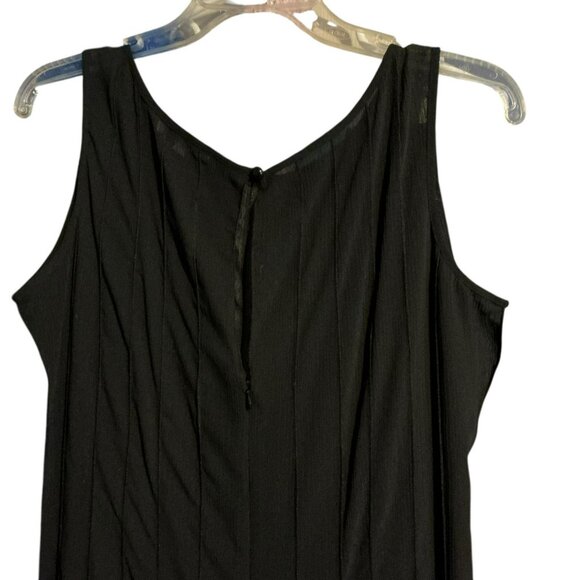Sandra Darren Sleeveless Flowy Dress Black Sheer Size 14 Ruffled Hem - Picture 4 of 5